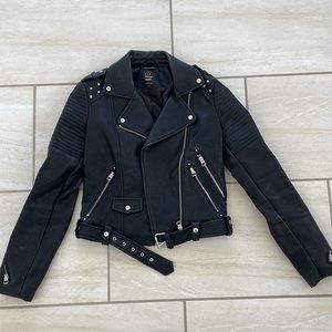 Zara Graffiti and Stud Faux Leather Jacket